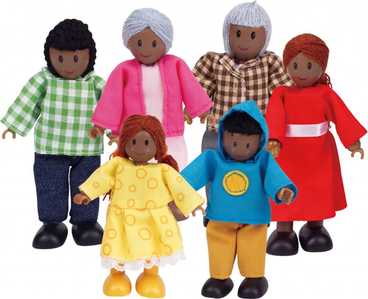 Hape Poppenfamilie - donkere huidskleur 6-delig