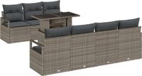 vidaXL Banc de jardin - Set - 8 - pièces - 7 places - Gris - poly - rotin