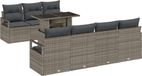 vidaXL Banc de jardin - Set - 8 - pièces - 7 places - Gris - poly - rotin
