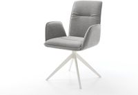 DELIFE Eetkamerstoel Vinja-Flex kruisframe breed wit zachte stof met structuur grijs 360° draaibaar rocker-functie