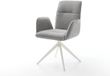 DELIFE Eetkamerstoel Vinja-Flex kruisframe breed wit zachte stof met structuur grijs 360° draaibaar rocker-functie