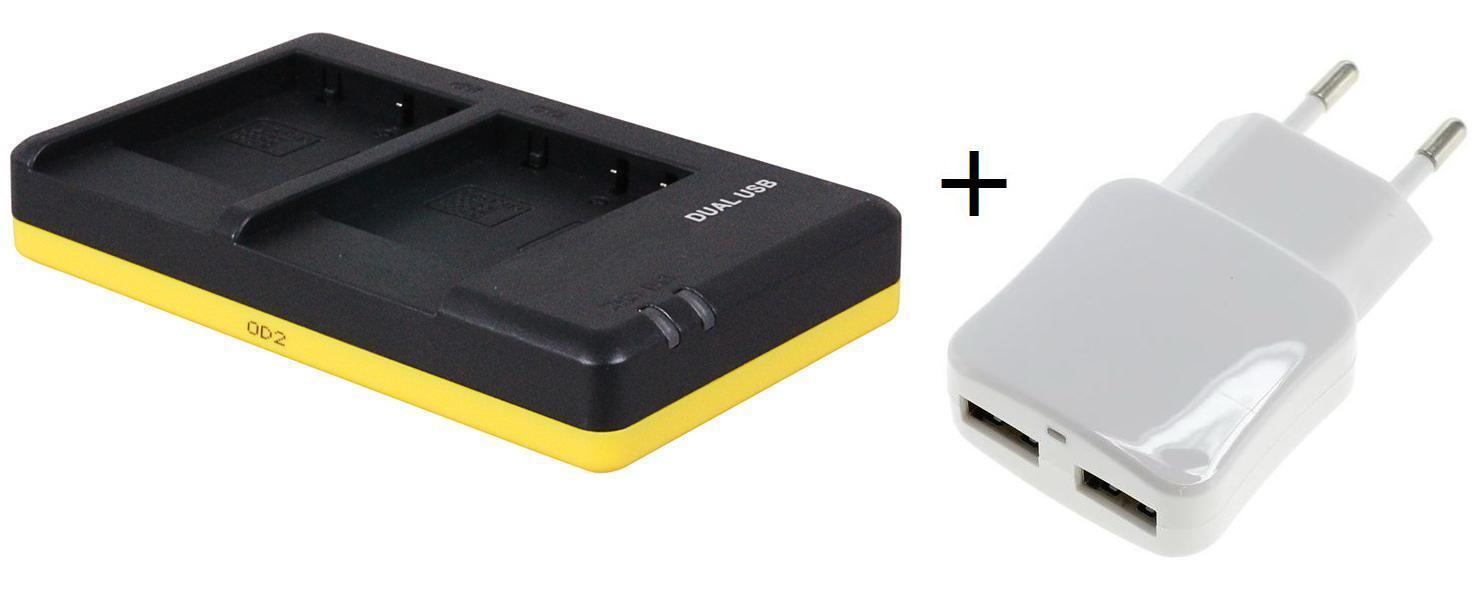 - (compatible) Duo lader voor 2 camera accu's Panasonic DMWBCG10 + handige 2 poorts USB 230V adapter