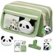 Panda Trousse à crayons grande capacité - Trousse pour filles - Trousse noire - Organisateur de fournitures - Trousse de maquillage - Sac de rangement pour bricolage - Design panda mignon