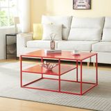 en.casa Salontafel Solund met plank 45x90x60 cm rood
