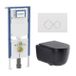 Geberit QeramiQ Dely Swirl Toiletset - 36.3x51.7cm - Geberit UP720 Duofix Sigma inbouwreservoir - slim zitting - glans witte bedieningsplaat - ronde knoppen - mat zwart