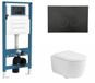 QeramiQ Dely Swirl Toiletset - inbouwreservoir Qeramiq Flush - 35mm zitting - kunststof mat zwarte bedieningsplaat - ronde knoppen - mat wit