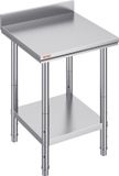 VEVOR 24x24 Rvs Werktafel Keukentafel Keuken Werkvoorbereidingstafel met Backsplash Food House Roestvrij Staal