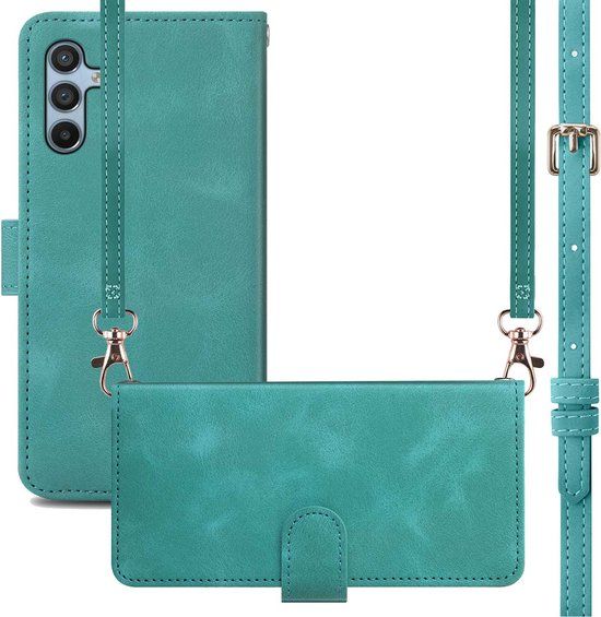 iMoshion Book Case Samsung Galaxy A34 5G - Turquoise - Met pasjeshouder en koord