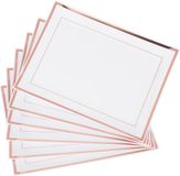 Matana – 6 Plastic Dienbladen met Roségouden Rand, 30x23cm – Wit