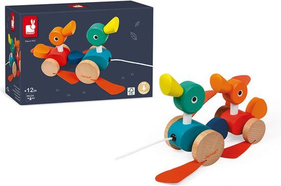 Janod Zigolos Eendenfamilie Trekfiguur - Houten Speelgoed - Vanaf 1 Jaar