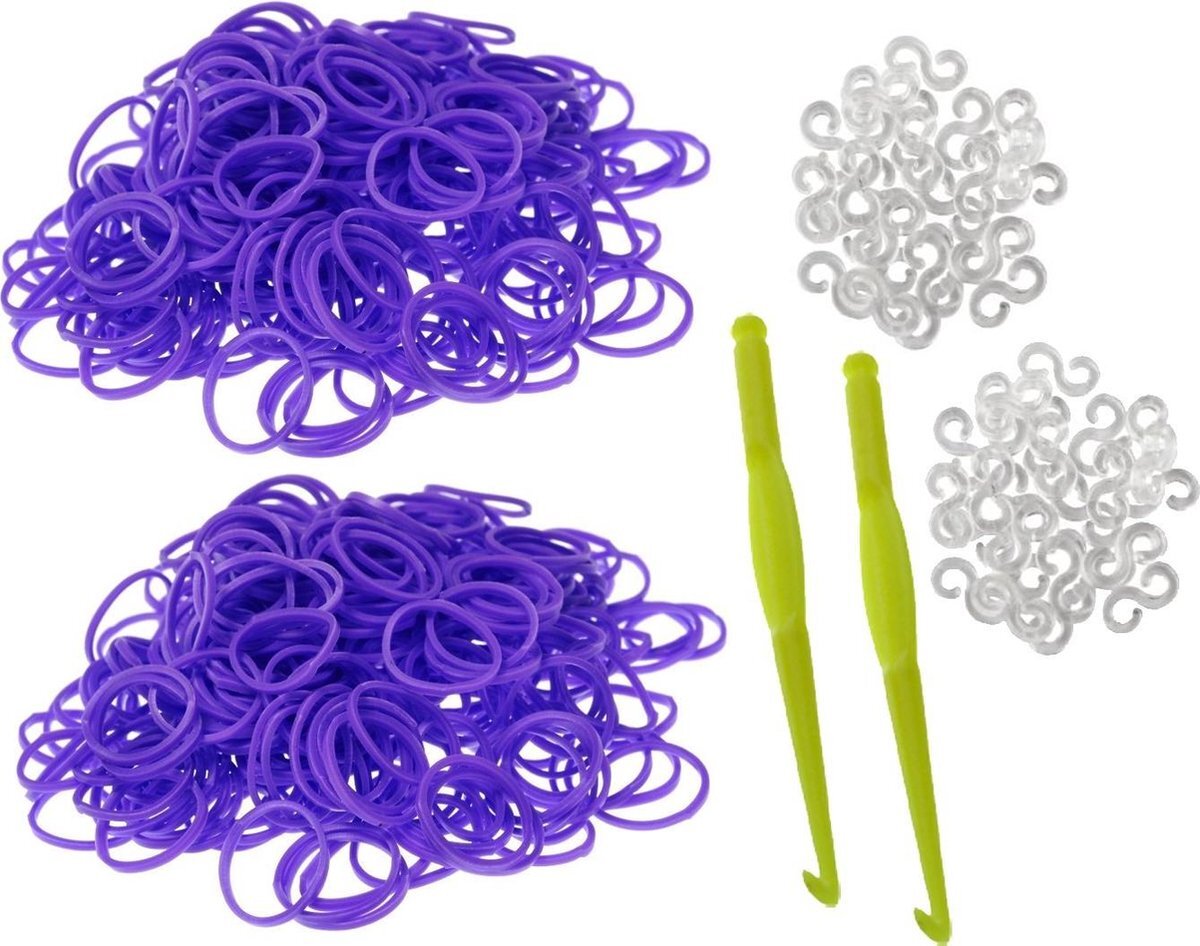 Behave 600 Loom Bands met 2 weefhaken en S-clips paars