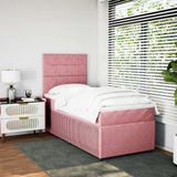 vidaXL Boxspringbed met matras, fluweel, roze, 100x200 cm
