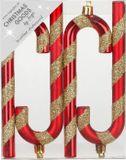 Inge-glas Inge's Christmas Decor Gmbh Kersthangers - 4x - zuurstokken - rood - kunststof - 14 cm
