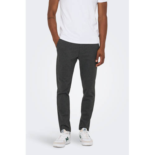 ONLY & SONS ONLY & SONS tapered fit broek ONSMARK met krijtstreep antraciet