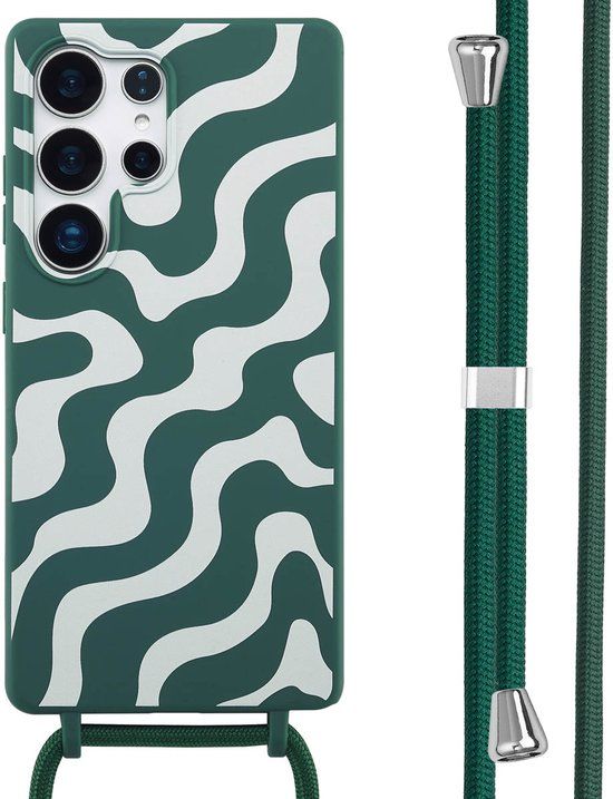 imoshion Hoesje - Geschikt voor Samsung Galaxy S25 Ultra - Siliconen design hoesje met koord - Petrol Green Groovy