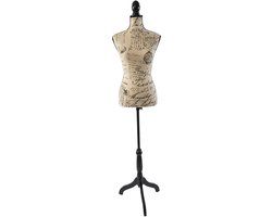 Merkloos Relaxdays Paspop Dames - Verstelbaar 130-167 cm - Maat 36/38 - Beige/Zwart