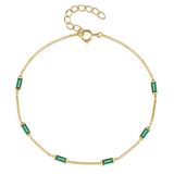 Elenza AMS Elenza Goudkleurige Armband met Groene Stenen in 925 Sterling Zilver