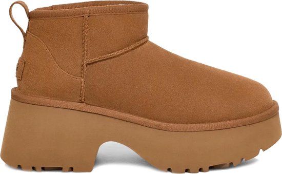 UGG CLASSIC ULTRA MINI NEW HEIGHTS Enkellaarzen Dames Cognac Maat 40