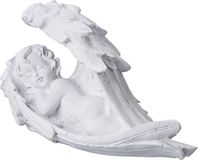 Relaxdays tuinbeeld engel - slapend - kunststeen - weerbestendig - 13 cm - buiten