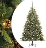 vidaXL Kunstmatige Scharnierende Kerstboom met Kegels Groen 210 cm