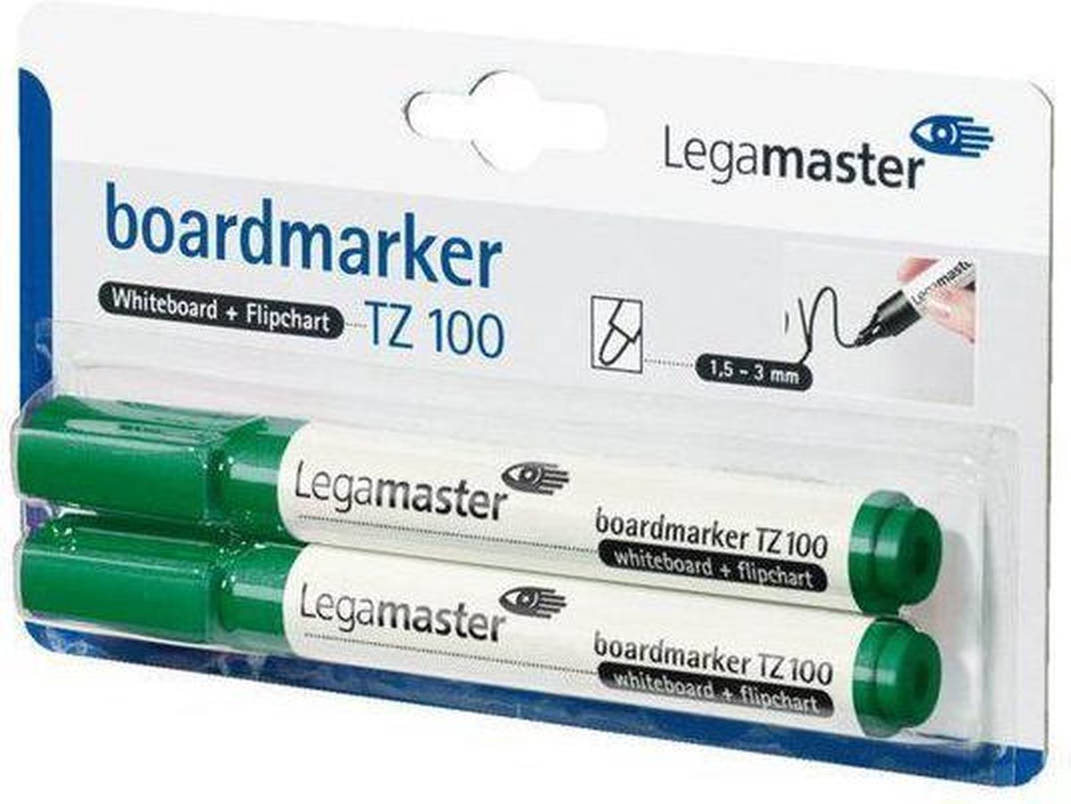 legamaster Viltstift TZ100 whiteboard rond groen 1.5-3mm 2st