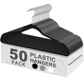 MOERKADA Grote kleerhangers 50 stuks niet-fluwelen dunne plastic hangers voor kleding -Heavy Duty kleerhanger set -ruimtebesparende kasthangers, functionele niet-gevlokte hanger