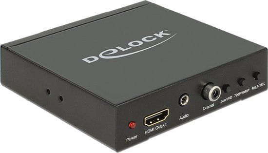 Delock 62783 – HDMI naar SCART Converter – Full HD 1080p – Audio/Video converter – NTSC/PAL ondersteuning – Metaal – Zwart