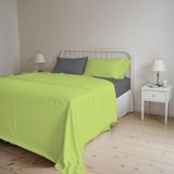 Italian Bed Linen Natural Color beddengoedset, 100% katoen, zuurgroen/rook, dubbel
