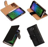 Best Cases Slang Zwart Samsung Galaxy Alpha Bookcase Cover Hoesje