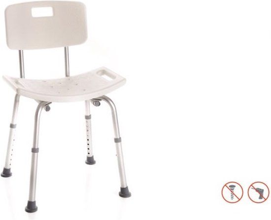 Moretti Douchestoel - Hoogte Verstelbaar - Max. 110kg - Wit/Grijs