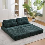 FloraGrace Canapé-lit 79 X 79 X 57 Cm - Pliable avec repose-tête et coussin lombaire - Gain de place pour salon ou chambre d'amis - Chenille - Vert émeraude
