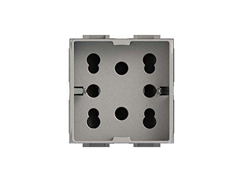 4Box 4B.NT.H21 Multistandaard stopcontact 1 Schuko of 2 bipass, compatibel met Bticino Livinglight, 250 V, zilver