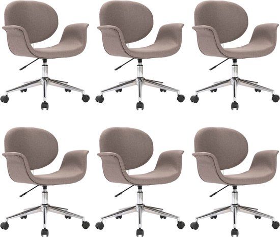 vidaXL Eetkamerstoelen 6 stuks draaibaar stof taupe