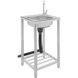 Évier sur pied en acier inoxydable 42 x 37 x 82 cm évier mobile pour usage extérieur lavabo multifonctionnel avec robinet pour restaurant buanderie extérieur