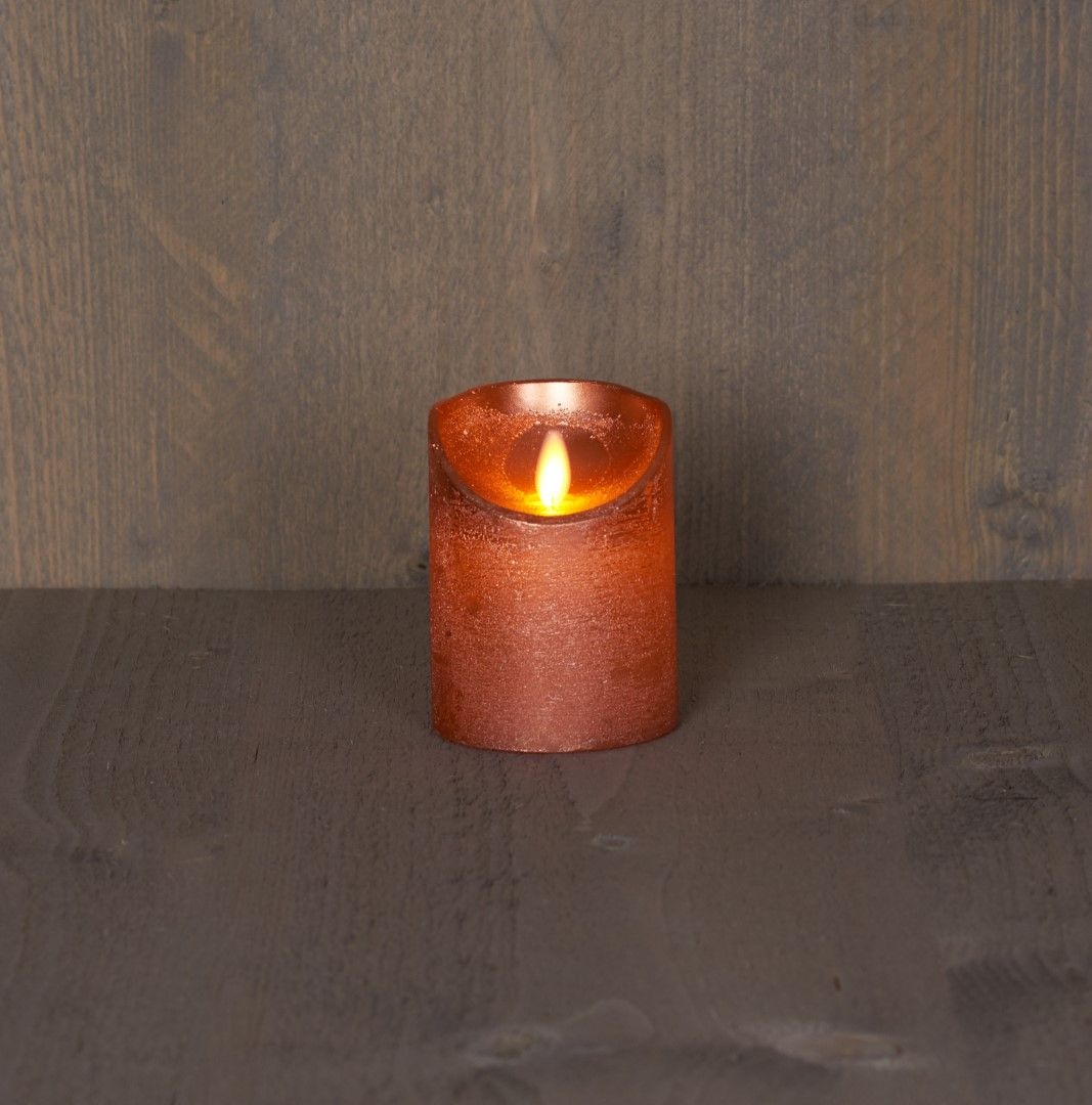 Anna's Collection LED kaars wax rustiek bewegende vlam 7.5x10cm koper | 8713619370748