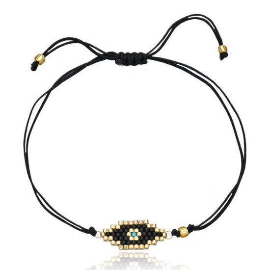 LGT JWLS Lookinggoodtoday Dames Armband met Evil Eye van Miyuki Kralen - Dark