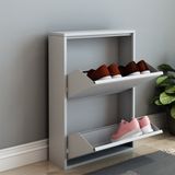 en.casa Schoenenkast Sokndal 2 kleppen wit 71x50x15 cm