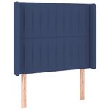 VidaXL Hoofdbord en Voeteneind Blauw Polyester/Hout met LED-strip