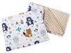 Medi Partners Babydeken met kussen, 100% katoen, Minky, kinderdeken, 55 x 75 + 35 x 30 cm, multifunctioneel, voor kinderwagen, babyzitje, wieg (dieren, boho met minky beige)