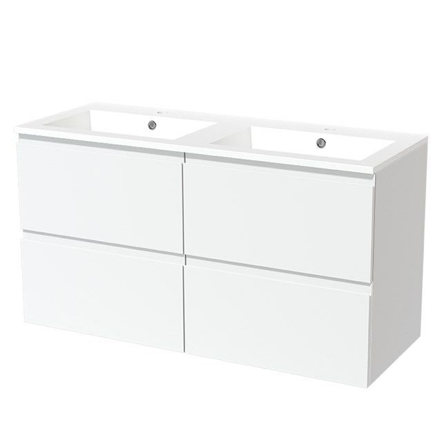 Maxaro Badkamermeubel 120cm Modulo Mat Wit 4 Lades Greeploos Wastafel Mineraalmarmer - 6095820836858