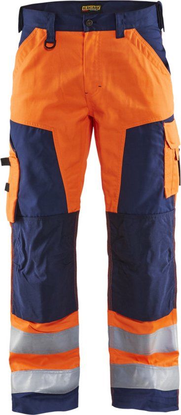 Blaklader Werkbroek High Vis 1566-1811 - High Vis Oranje/Marineblauw - C56 - Lang