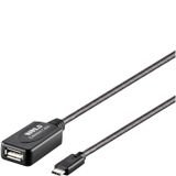 Renkforce RF-5067256 USB-kabel USB 2.0 USB-C stekker, USB-A bus 10.00 m Zwart Actief met signaalversterking, Vergulde steekcontacten