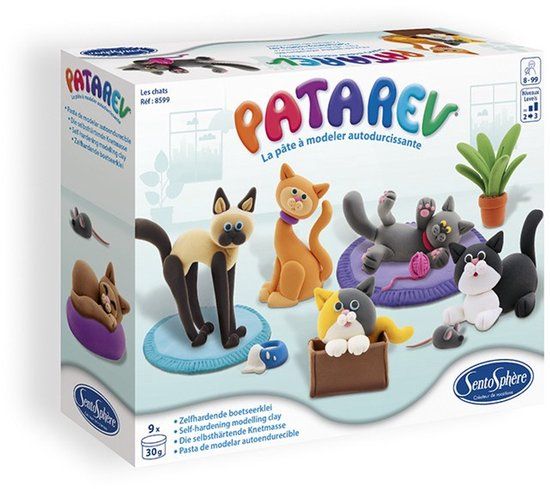 Sentosphère boetseerklei katten set - creatieve speelset 9 stuks.