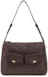 GUESS Blake Hobo Schoudertas Brown Logo donkerbruin