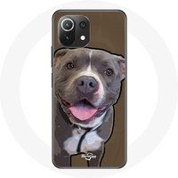 Maniacase Hoesje voor Xiaomi Mi 11 Lite Hond Pitbull Wit grijs