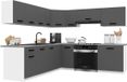BELINI Keukenblok ITALIA 7 - Meuble de cuisine 420 cm Gris Mat avec Plans de travail - Armoires supérieures et inférieures