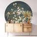 Fleurs Oiseaux Sticker Mural Rond / Cercle - Diamètre 150 cm - Adhésif + Protection Brillante