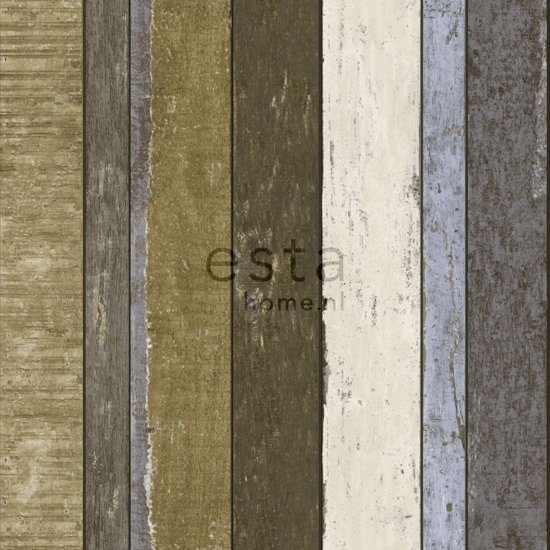 Esta Home HD vlies behang houten plankjes bruin en khaki - 138253 van uit Vintage Rules