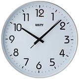 Unity wandklok, Fradley, Stille veeg, modern, Wit, 30 cm (Zilver)