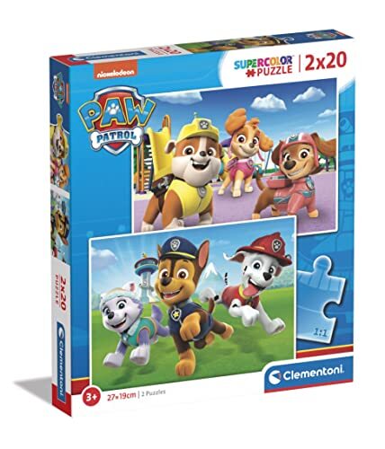 Clementoni - Paw Patrol Supercolor Patrol-2X20 (incl. 2 20 stuks) kinderen 3 jaar oud, puzzel cartoons Made in Italy, meerkleurig, 24800
